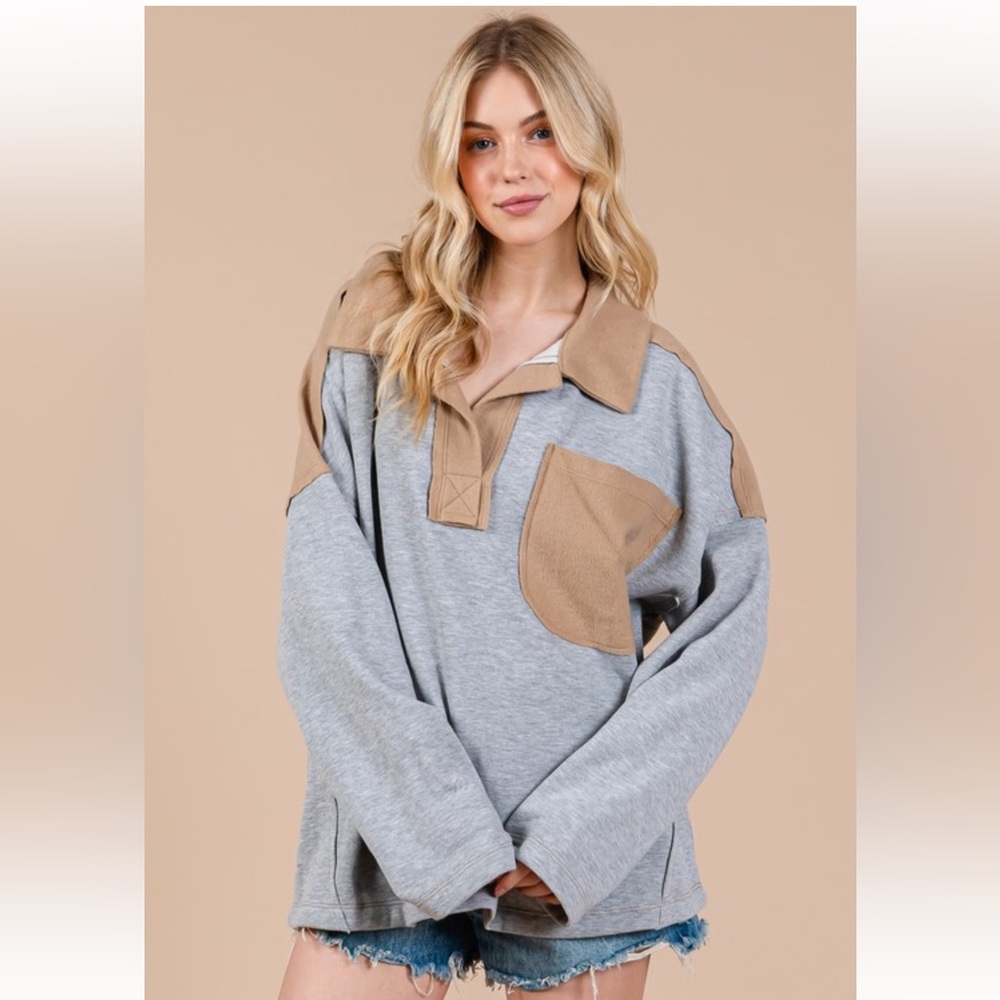 Color Block Pocket Pull Over